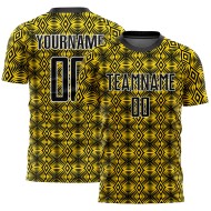 Benutzerdefinierte gelb schwarz-weiß geometrische Formen Sublimation Fußball Uniform Trikot