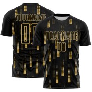 Benutzerdefinierte schwarz altgold geometrische Formen Sublimation Fußball Uniform Trikot