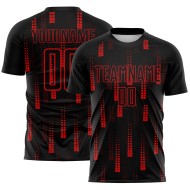 Benutzerdefinierte schwarz rot geometrische Formen Sublimation Fußball Uniform Trikot
