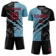 Benutzerdefinierte Graffiti Muster Maroon Schwarz-Schatten Blau Scratch Sublimation Fußball Uniform Jersey Benutzerdefinierte Graffiti Muster Maroon Schwarz-Schatten Blau Scratch Sublimation Fußball Uniform Jersey