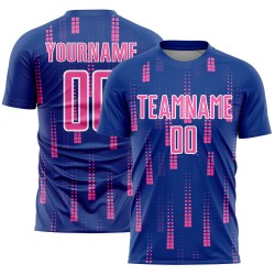 Benutzerdefinierte Royal Pink-Weiß geometrische Formen Sublimation Fußball Uniform Trikot
