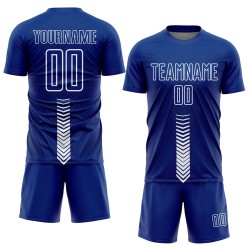 Benutzerdefinierte Royal White Arrow Shapes Sublimation Fußballuniform Trikot Benutzerdefinierte Royal White Arrow Shapes Sublimation Fußballuniform Trikot