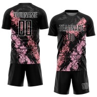 Benutzerdefinierte schwarz hellrosa-mittelrosa tropfende Splatter Kunst Sublimation Fußball Uniform Jersey Benutzerdefinierte schwarz hellrosa-mittelrosa tropfende Splatter Kunst Sublimation Fußball Uniform Jersey