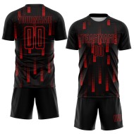 Benutzerdefinierte schwarz rot geometrische Formen Sublimation Fußball Uniform Trikot Benutzerdefinierte schwarz rot geometrische Formen Sublimation Fußball Uniform Trikot