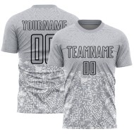 Benutzerdefinierte grau schwarz geometrische Formen Sublimation Fußball Uniform Trikot