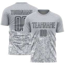 Benutzerdefinierte grau schwarz geometrische Formen Sublimation Fußball Uniform Trikot