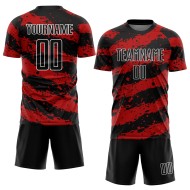 Benutzerdefinierte schwarz rot-weiß Splash Sublimation Fußball Uniform Trikot Benutzerdefinierte schwarz rot-weiß Splash Sublimation Fußball Uniform Trikot