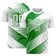 Benutzerdefiniertes weißes, grasgrünes Sublimations-Fußballtrikot