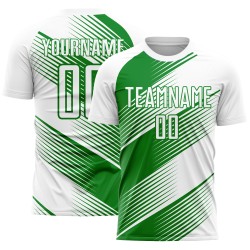 Benutzerdefiniertes weißes, grasgrünes Sublimations-Fußballtrikot