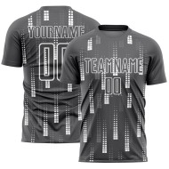 Benutzerdefinierte stahlgraue weiße geometrische Formen Sublimation Fußballuniform Trikot