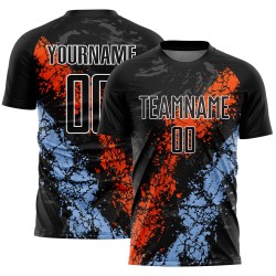 Benutzerdefinierte schwarz orange-hellblau tropfenden Splatter Kunst Sublimation Fußball Uniform Jersey