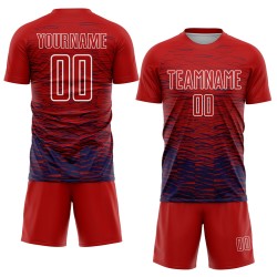 Individuelles Sublimations-Fußballtrikot in Rot, Marineblau und Weiß