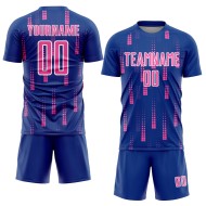 Benutzerdefinierte Royal Pink-Weiß geometrische Formen Sublimation Fußball Uniform Trikot Benutzerdefinierte Royal Pink-Weiß geometrische Formen Sublimation Fußball Uniform Trikot
