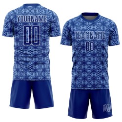 Benutzerdefinierte Royal Hellblau-Weiß Geometrische Formen Sublimation Fußball Uniform Trikot
