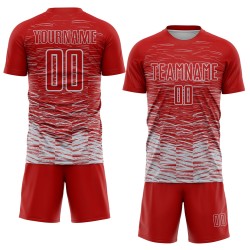 Individuelles Sublimations-Fußballtrikot mit rot-silber-weißer Linie