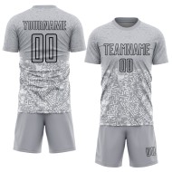 Benutzerdefinierte grau schwarz geometrische Formen Sublimation Fußball Uniform Trikot Benutzerdefinierte grau schwarz geometrische Formen Sublimation Fußball Uniform Trikot
