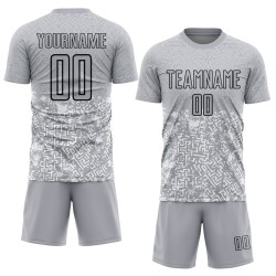 Benutzerdefinierte grau schwarz geometrische Formen Sublimation Fußball Uniform Trikot Benutzerdefinierte grau schwarz geometrische Formen Sublimation Fußball Uniform Trikot