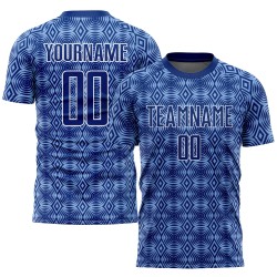 Benutzerdefinierte Royal Hellblau-Weiß Geometrische Formen Sublimation Fußball Uniform Trikot