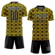 Benutzerdefinierte gelb schwarz-weiß geometrische Formen Sublimation Fußball Uniform Trikot Benutzerdefinierte gelb schwarz-weiß geometrische Formen Sublimation Fußball Uniform Trikot
